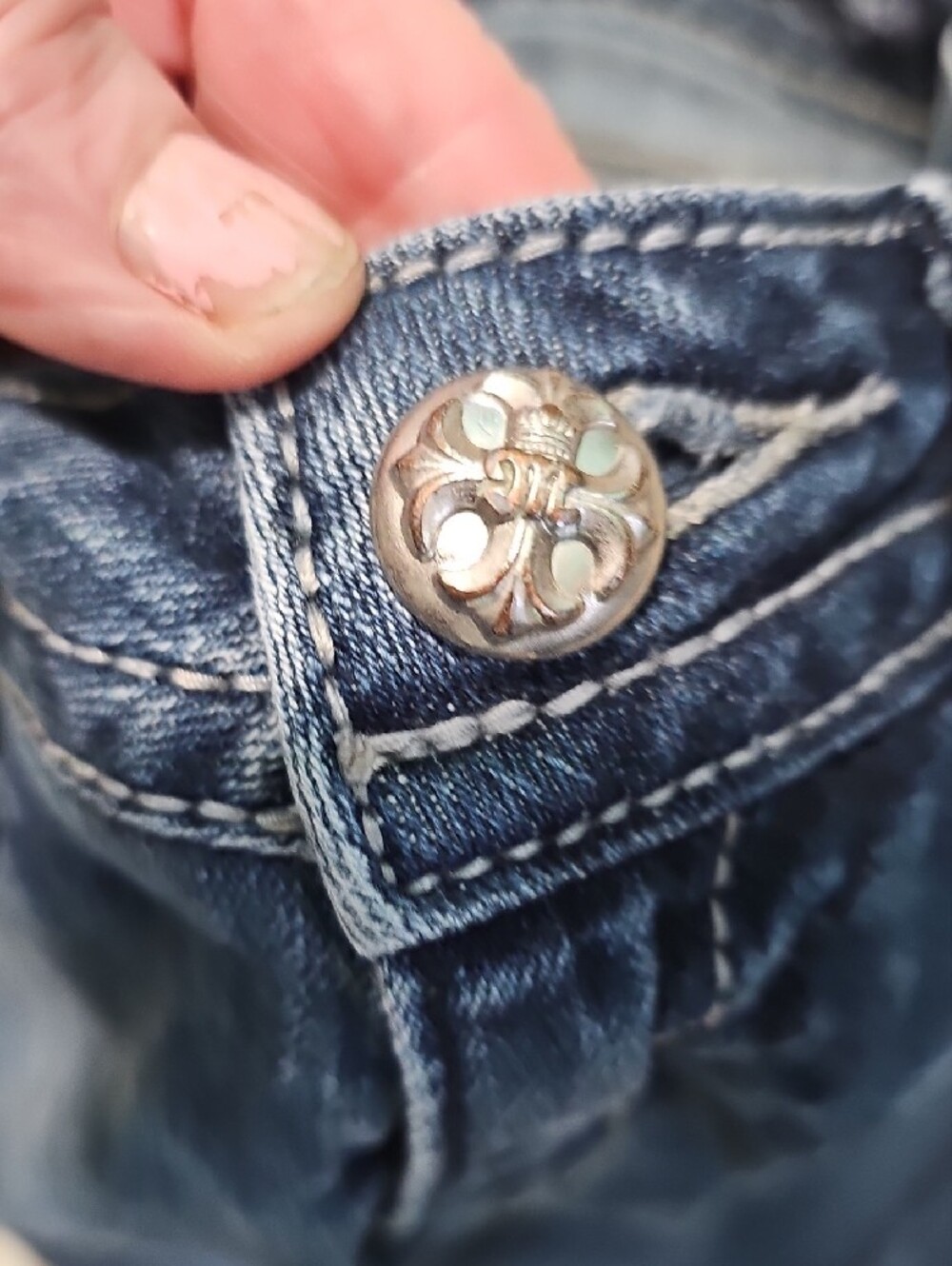 Miss Me Dark Blue Rhinestone Embellished Bootcut Jeans - Picture 9 of 11